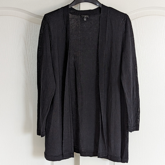 Talbots Plus black open-front linen cardigan - Picture 2 of 8
